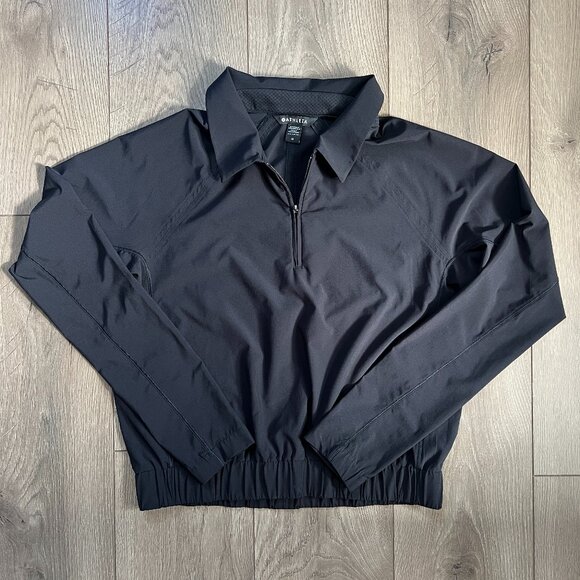 ATHLETA Advantage Half Zip Bomber Windbreaker Polo Jacket Black Size Medium - Picture 1 of 6